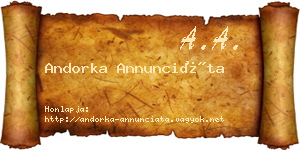 Andorka Annunciáta névjegykártya